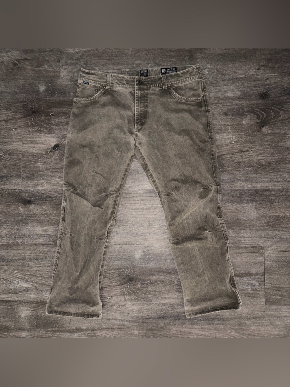 KUHL Rydr Hike Pants VTG Patina Dye Tan Gray Men 38 X 30 Cotton Spandex Gorpcore